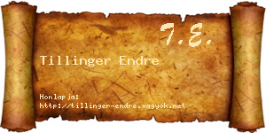 Tillinger Endre névjegykártya